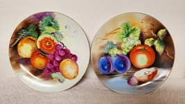 2- Andrea by Sadek Hand Painted &quot;Fruit&quot; 9&quot; Plates Occupied Japan- I. Sato Gold - £15.08 GBP