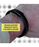 Black Vegan Leather Bracelet Braided Strap with Safety Clasp Minimalist ... - $19.29 CAD
