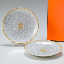 Hermes Mosaique au 24 Bread Plate 16 cm gold porcelain cake dessert - £359.45 GBP