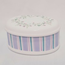 Trinket Box Flowers Stripes Forget Me Nots Demdaco 2004 Pursues Righteousness 1&quot; - £19.73 GBP