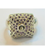 Antique Vintage 1980-s Sterling Silver Amethysts Ring Size UK P, US 7 1/... - £70.26 GBP