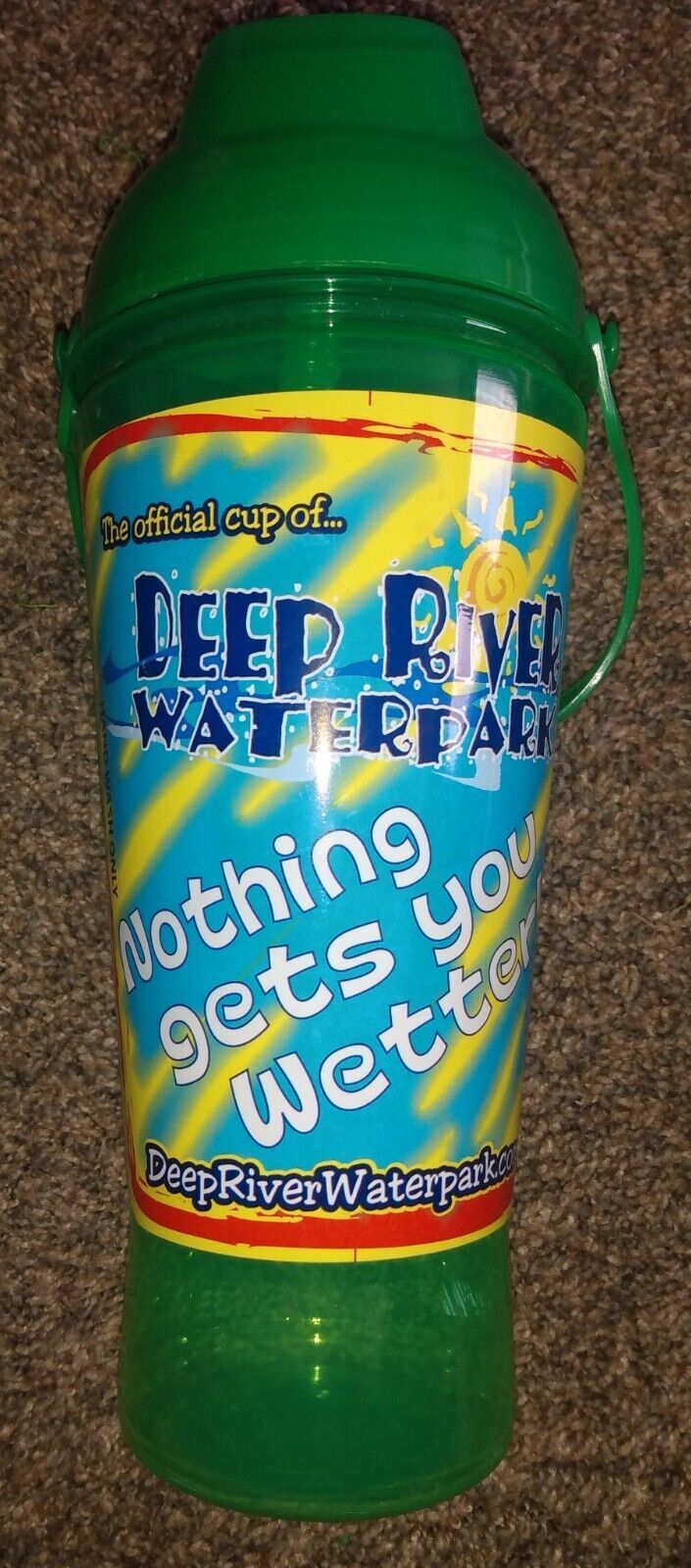 Green Deep River Water Park &quot;nothing gets you wetter!&quot;  Travel Cup Whirley - $5.00
