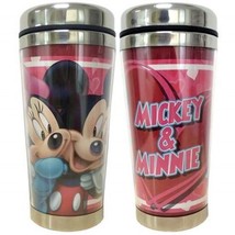 Walt Disney Mickey and Minnie with Hearts 16 Ounce Metal Travel Mug NEW ... - $14.46