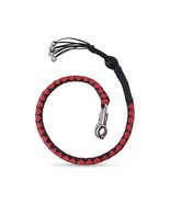 Motorcycle Leather Get Back Whip 1 Ball &amp; Skulls 42&quot; Handlebar Red Biker... - $29.91