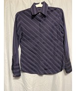 Banana Republic Blue With Black And Silver Stripes Button Down Women’s S... - $463.35 MXN