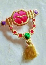 EMBROIDERY IRON ON APPLIQUE WATCH WITH GOLD TASSEL HOT PINK ACCENT ! - £3.19 GBP