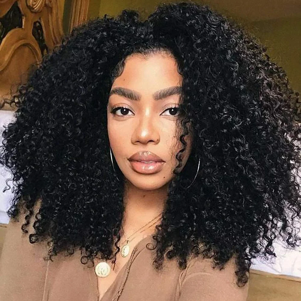 Afro Kinky Curly Wig Human Hair Short Wigs For Woman Human Hair 250% Natural And - £53.14 GBP+