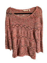 Soft Surroundings Womens Sweater Rio Pointelle Open Weave Pullover Orange Large - £14.33 GBP