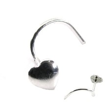 Tiny Heart shape nose stud sterling silver corkscrew nose ring - £7.74 GBP