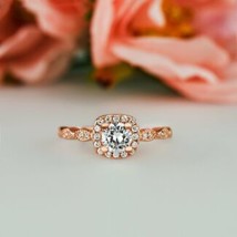 Art Deco 3/4 CT LC Moissanite Sterling Silver Vintage Halo Engagement Ring - £68.82 GBP