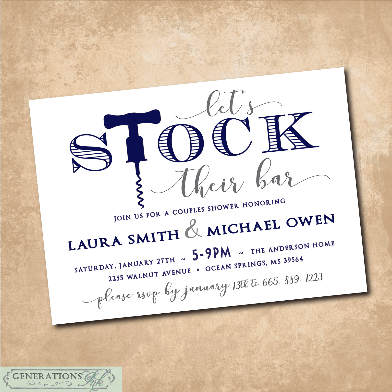 Primary image for Stock the Bar Invitation printable/Digital File/Stock the Bar Party, Shower