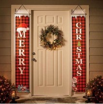 2-pc. Merry Christmas Banners Holiday Seasonal Red Santa Hat Wreath Santa - $18.99