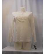 Karen Scott Ladies T-Shirt Button Scoop Neck Long-Sleeve Solid White Siz... - £20.08 GBP