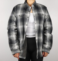 Carhartt Women&#39;s Black Grey White Plaid Snap On Button Sherpa Lined Shirt Jacket - $76.08