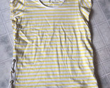 Lauren Ralph Lauren Yellow White Stripe Nautical Flutter Sleeve Tee Medium - $35.85