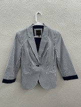 Womens The Limited Blazer Size XS Blue White Plaid 3/4 Sleeve Single Button Up - $13.96