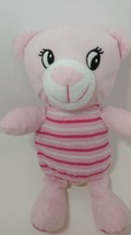  Pink teddy bear plush white silver stripes sewn eyes well used Flaws - £8.20 GBP