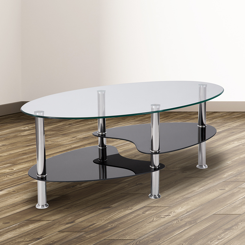 Glass Coffee Table w/ Shelves HG-600920-GG
