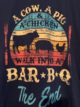 NWT - A Cow, A Pig, &amp; A Chicken Walk Into A Bar-B-Q The End Adult Size M Navy Te - $19.99