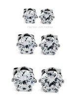 3 Pairs,Clear,Magnetic Stud EARRINGS,ROUND/SQUARE 4~9MM Men Women - £13.15 GBP+