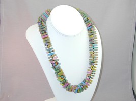 Gorgeous Sobral Chunky Striped Poly Resin Bead Necklace Signed 23&quot; - £99.55 GBP