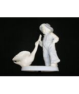 Vintage Holland Mold Boy With Goose.  Figurine Blue and White - $15.52 CAD