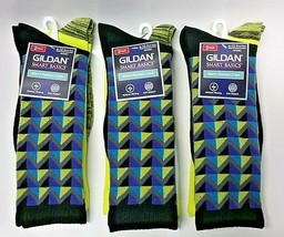 6 Pair Gildan Smart Basics Mens Fashion Crew Socks Moisture Wicking Arch... - £15.50 GBP