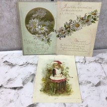 Collectible Postcard Lot Of 3 Reproduction Of Antique Daisy Chains Girl On Stump - £7.44 GBP