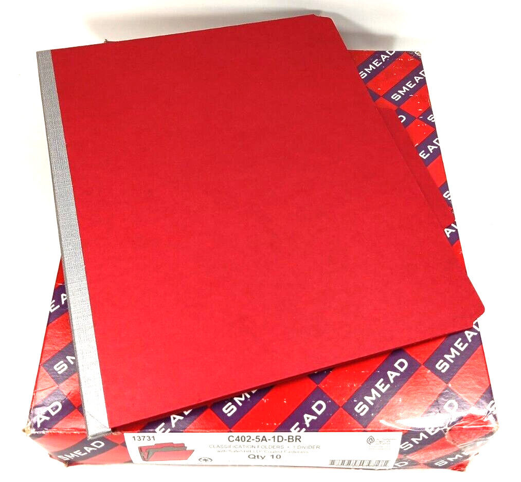 Smead 13731 Classification Folder w Fasteners Letter Sz Red/10 Ct C402-5... - $15.00