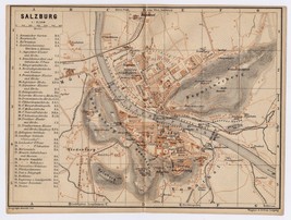 1895 Original Antique Map Of Salzburg / Austria - £15.15 GBP