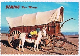 New Mexico Postcard Deming Old West Faithful Mule Conestoga Wagon - $2.96