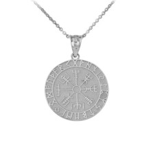925 Silver Vegvisir Protection Runes Viking Compass Icelandic Pendant Necklace - £26.66 GBP+