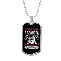 Fearless Retired Firefighter Dad Grandpa Stainless Steel or 18k Gold Dog... - £37.15 GBP+