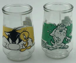 Welch&#39;s Jelly Jar Glasses Looney Toons #6 &amp; # 5 Sylvester &amp; Tweety - Taz Devil - £11.54 GBP