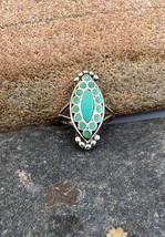 Vintage Zuni Dishta Style Handmade Sterling Silver Turquoise Ring 6 - £140.21 GBP