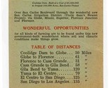 Shortest Route to San Diego Map via Florence Arizona Coolidge Dam 1930&#39;s - $27.72