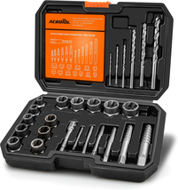 26 Pieces Bolt Extractor Set, Spiral Screw Extractor Set and Drill Bits, Extract - £47.04 GBP