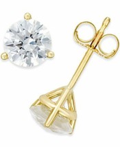 1.50CT Round Solid 18K Yellow Gold Brilliant Cut Martini PushBack Stud Earrings - £125.79 GBP