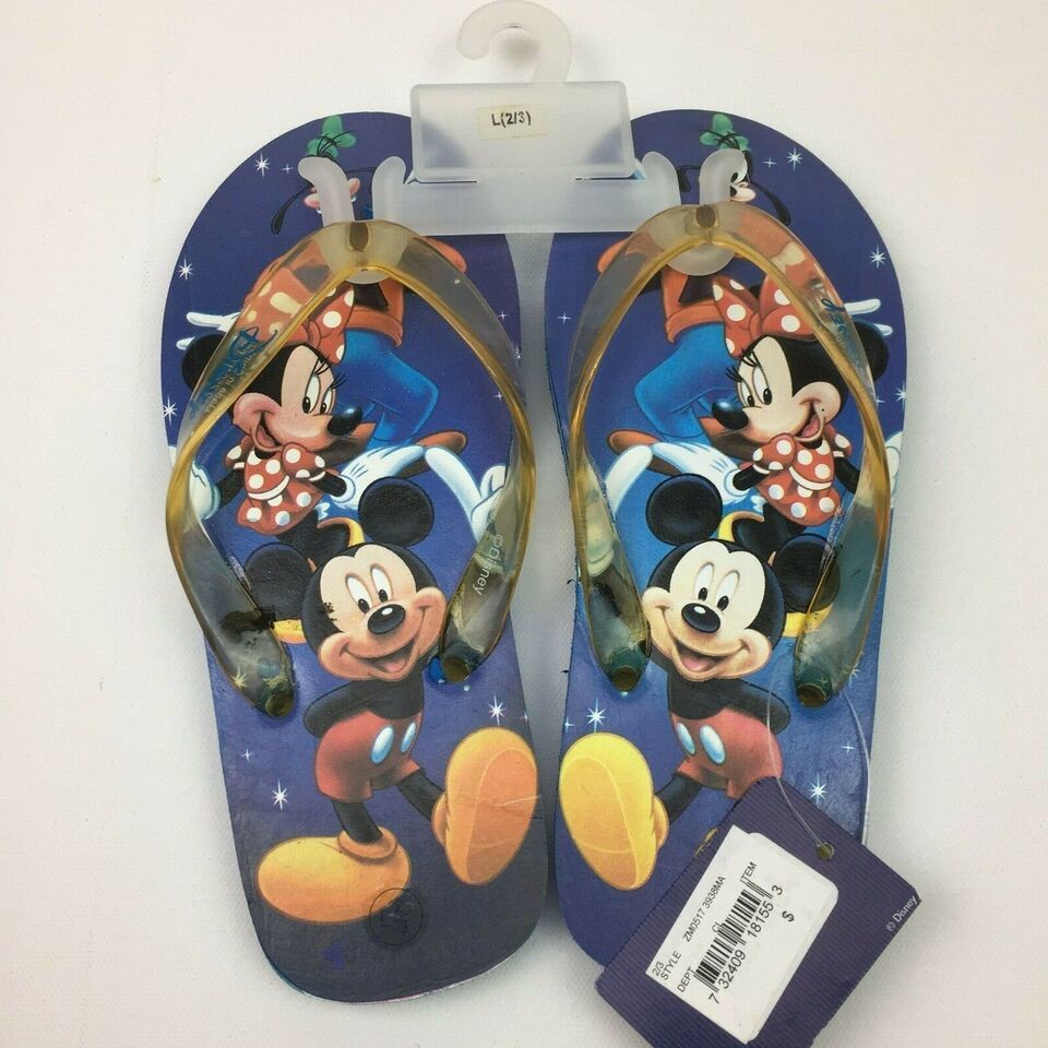 Disney Mickey and Minnie Mouse Flip Flops Sandals Size 2/3 Large - £12.78 GBP