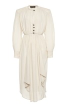 Isabel Marant Rare Women&#39;s Ro Delio Pleated Padded Cotton Silk Midi Dres... - $341.89