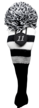 NEW BLACK WHITE #11 fairway wood Pom Pom Head Cover Clubs Knit Sock Golf... - $17.59