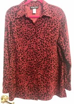 SAG HARBOR Pink with Leopard Paw Prints Button Down Blazer/Jacket SZ 16W - £9.47 GBP