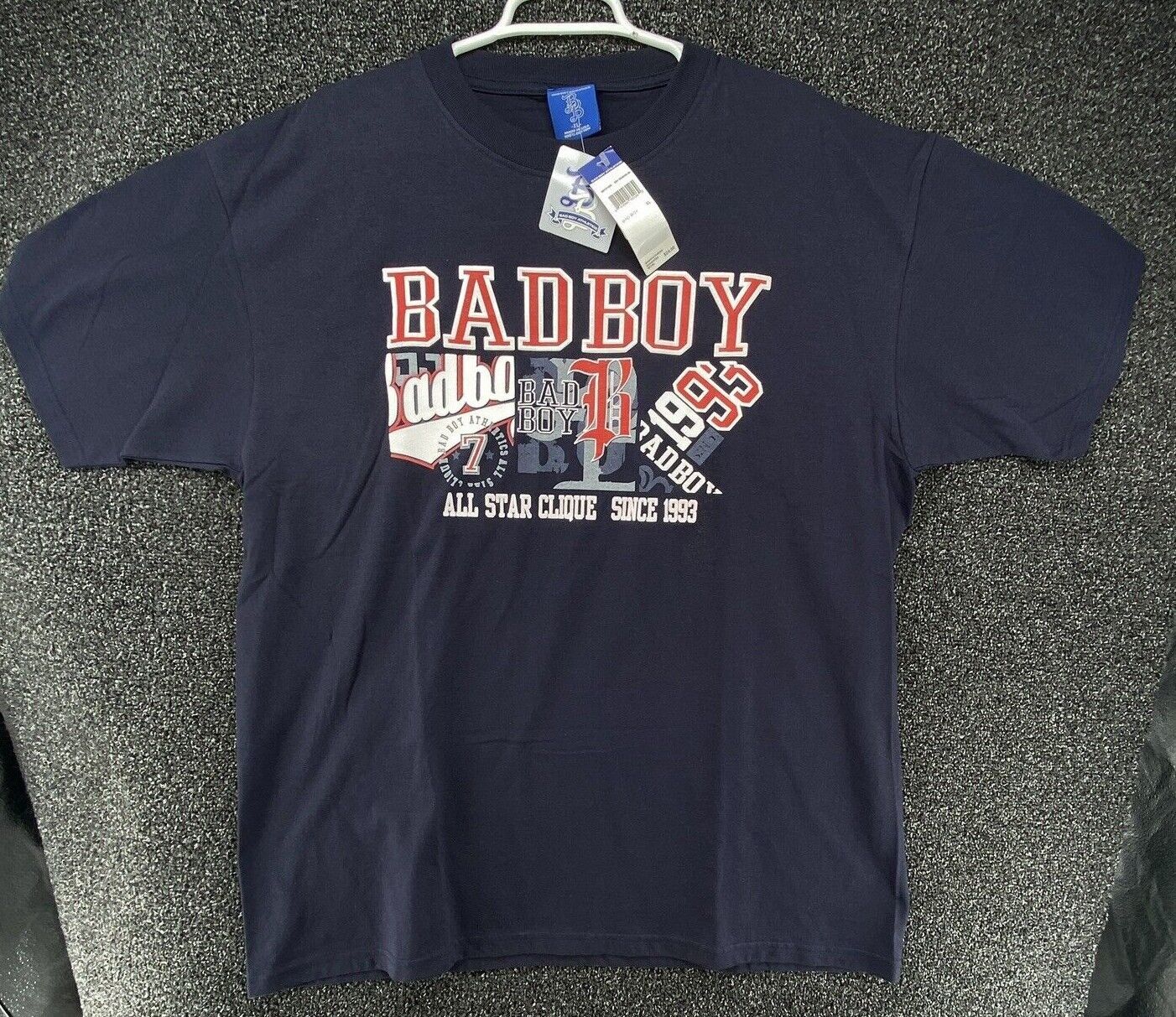 Primary image for Bad Boy Athletics Men's XL Blue Short Sleeve T-Shirt 1990's USA Made 3D Graphic