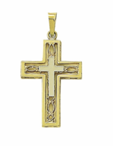 14K Gold Cross Pendant In Pierced In Cross Necklace - £300.25 GBP