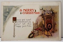 Merry Christmas Peace and Sweet Contentment Scene 1924 Hinsdale VT Postcard F1 - $3.95