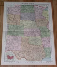 1940 Original Vintage Wwii Map Of Central Usa Oklahoma Texas Colorado Kansas - £15.19 GBP