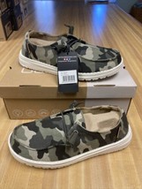 Hey Dude Wendy Womens Size 7 Green Camo Slip On Casual Loafer Shoes - $44.99