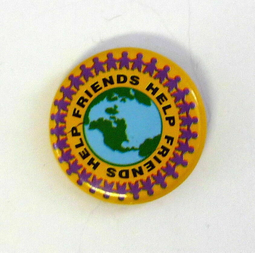 Friends Help Friends Pin Vintage 1&quot; Holding Hands Metal Badge - $1.92