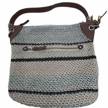 The SAK Crochet Shoulder Bag Purse INDIO Striped  Blue, Brown, Tan 12” X... - £21.75 GBP