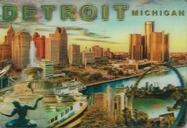 Detroit Michigan Montage Double Sided 3D Key Chain - $9.66 CAD